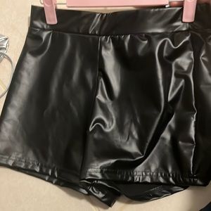Black leather shorts